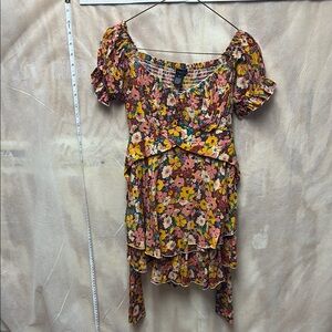 Rue21 Red and Yellow Puff Sleeve Sundress